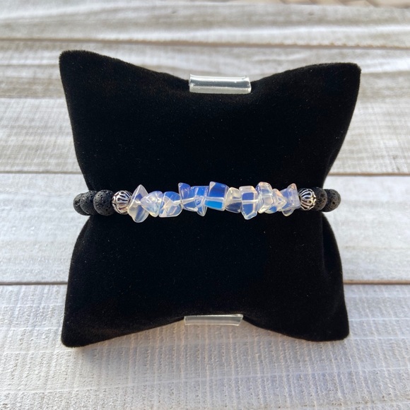 🔴 Opalite & lava rock bead stack bracelet - Picture 3 of 12